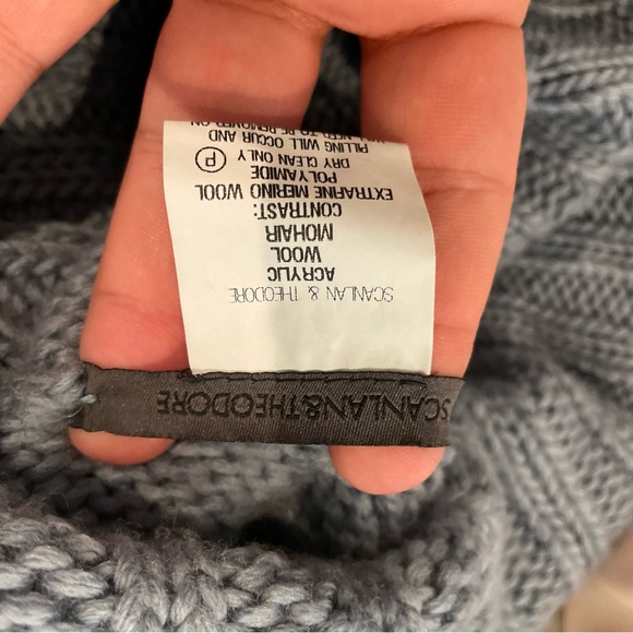 Scanlan Theodore Thick Knit Blue Grey Turtleneck Sweater M / L - Picture 5 of 6